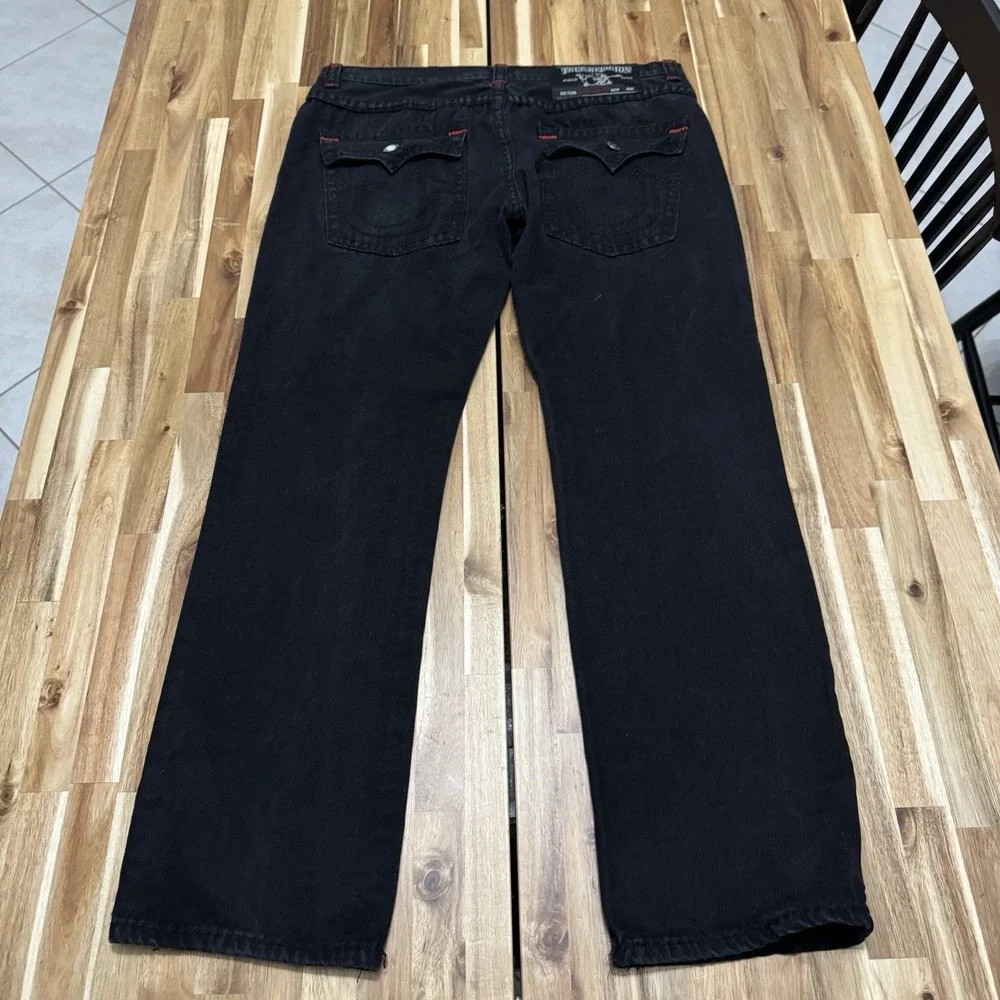 Vintage True Religion Jeans‎ Mens 38x32 Black Red Stitching Billy Super T USA